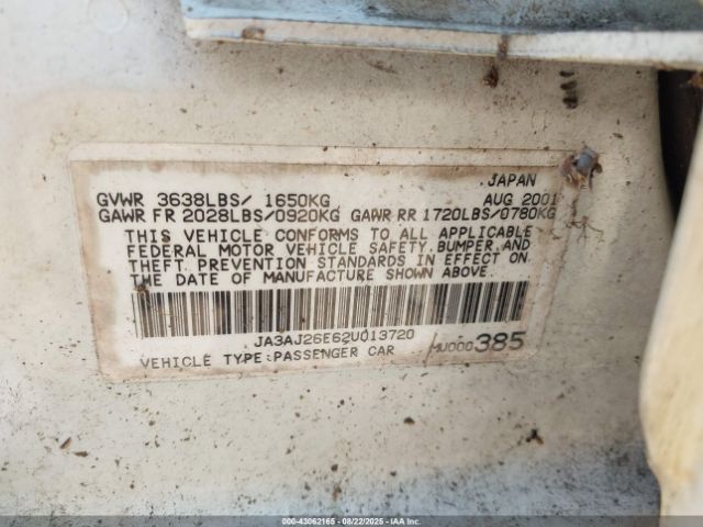 2002 MITSUBISHI LANCER JA3AJ26E62U013720 Photo 8