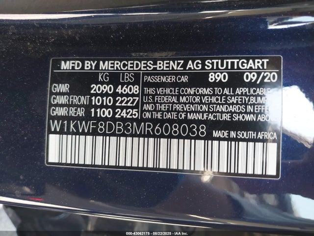 Mercedes-Benz m264 2021 W1KWF8DB3MR608038 Image 9