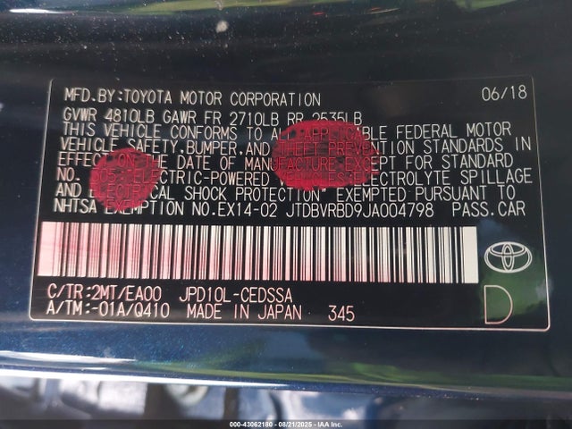 Toyota 4jm 2018 JTDBVRBD9JA004798 Image 9