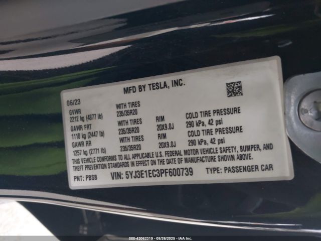 2023 TESLA MODEL 3 5YJ3E1EC3PF600739 Photo 8