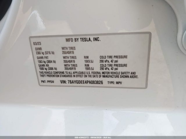 2023 TESLA MODEL Y 7SAYGDEE4PA083826 Photo 8