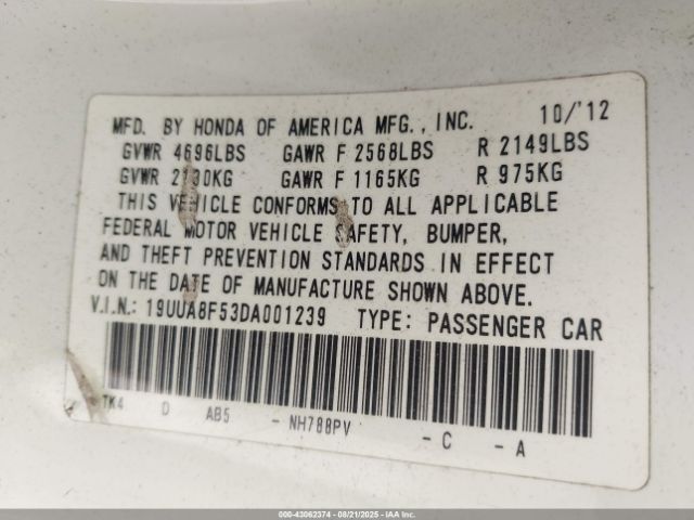 2013 ACURA TL 19UUA8F53DA001239 Photo 8