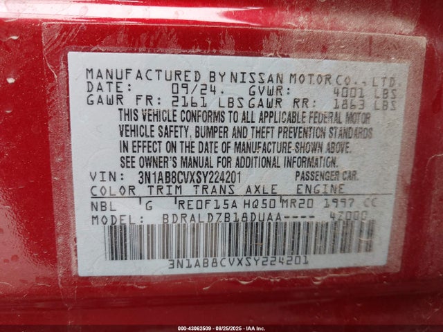 3N1AB8CVXSY224201 Nissan 2025