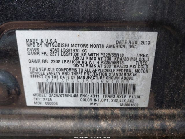 2014 MITSUBISHI OUTLANDER SPORT 4A4AP3AU5EE004695 Photo 8