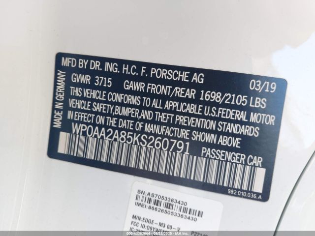 2019 PORSCHE 718 CAYMAN WP0AA2A85KS260791 Photo 8