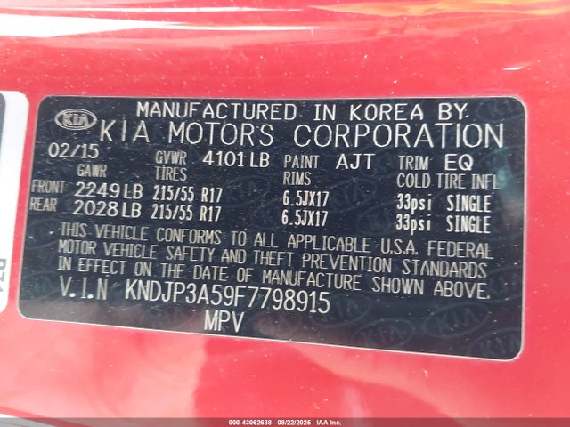 KIA dohc gdi nu 2015 KNDJP3A59F7798915 Image 9