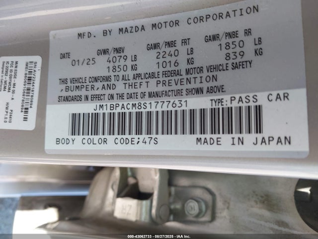 Mazda py cylinder deactivation 2025 JM1BPACM8S1777631 Image 9
