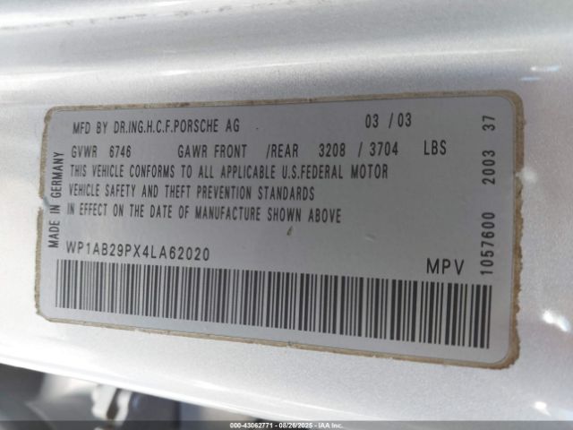 2004 PORSCHE CAYENNE WP1AB29PX4LA62020 Photo 8