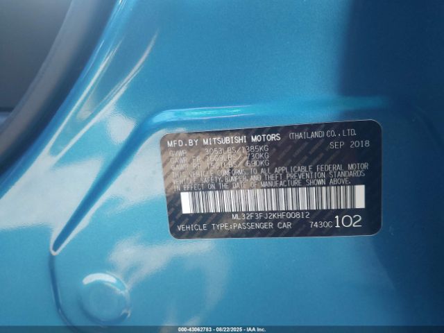 2019 MITSUBISHI MIRAGE G4 ML32F3FJ2KHF00812 Photo 8