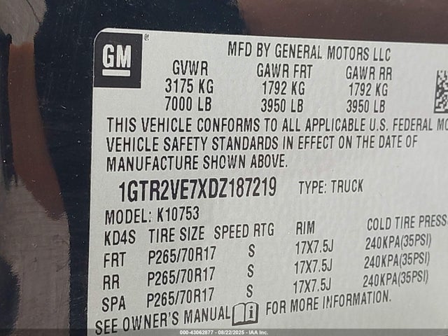 Aukcja sprzedaży 2013 Gmc Sierra 1500 Sle, vin: 1GTR2VE7XDZ187219, numer aukcji: 43062877