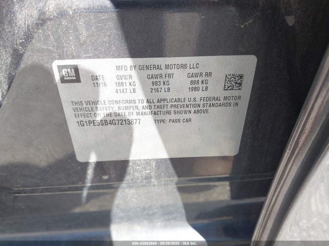 1G1PE5SB4G7213877 Chevrolet luv - vvt, alum, e85 max