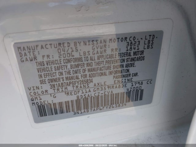 3N1AB7AP6FY265834 Nissan 2015