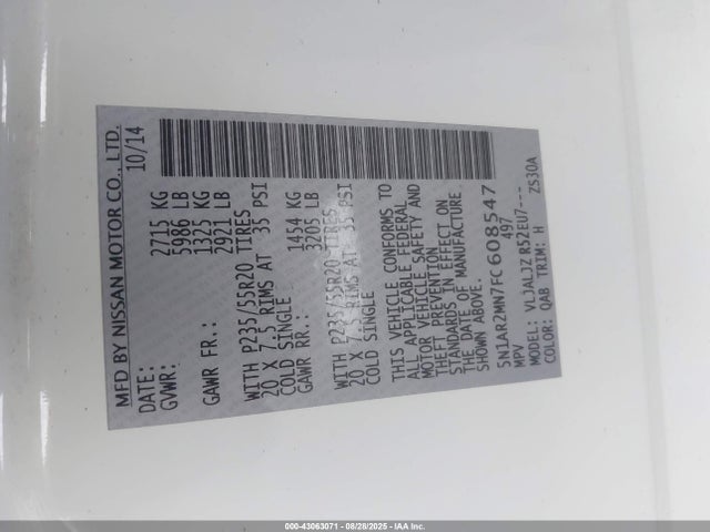 Nissan Pathfinder 2015 5N1AR2MN7FC608547 Image 9