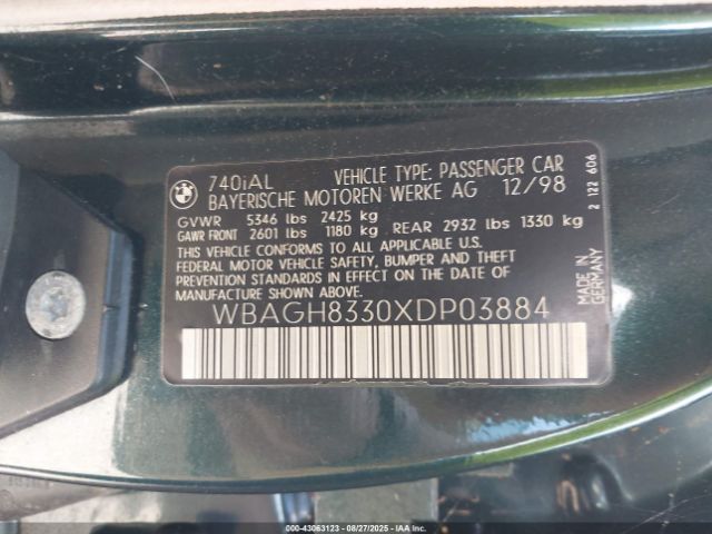 1999 BMW 740IL WBAGH8330XDP03884 Photo 8