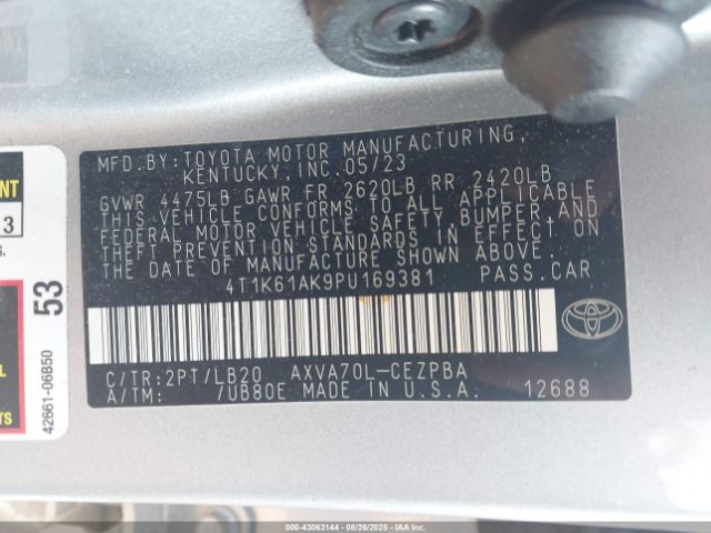 2023 TOYOTA CAMRY 4T1K61AK9PU169381 Photo 8