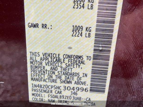2017 NISSAN LEAF 1N4BZ0CP5HC304996 Photo 8