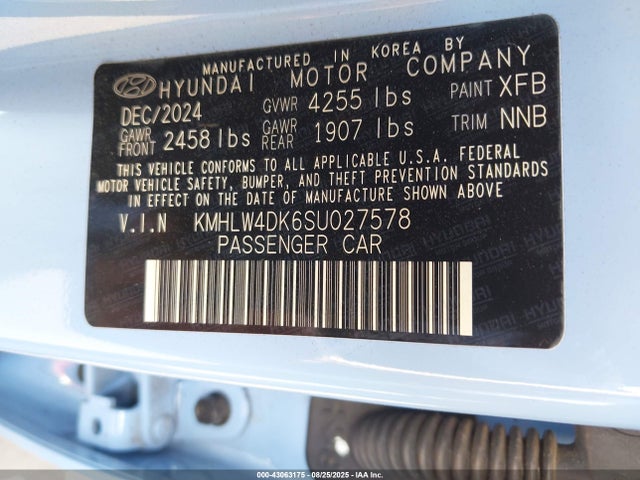 KMHLW4DK6SU027578 Hyundai t-gdi theta ii