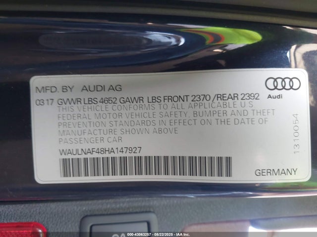 2017 AUDI A4 WAULNAF48HA147927 Photo 8