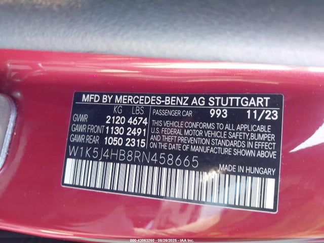 Mercedes-Benz m260 2024 W1K5J4HB8RN458665 Image 9
