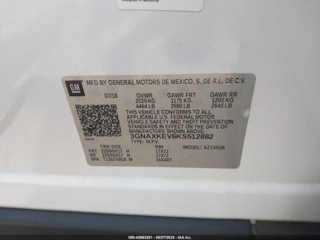 2019 CHEVROLET EQUINOX 3GNAXKEV6KS512882 Photo 8