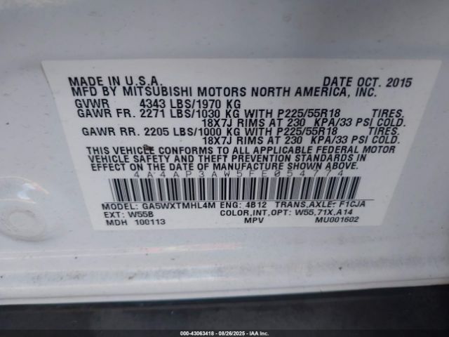 2015 MITSUBISHI OUTLANDER SPORT 4A4AP3AW5FE054774 Photo 8