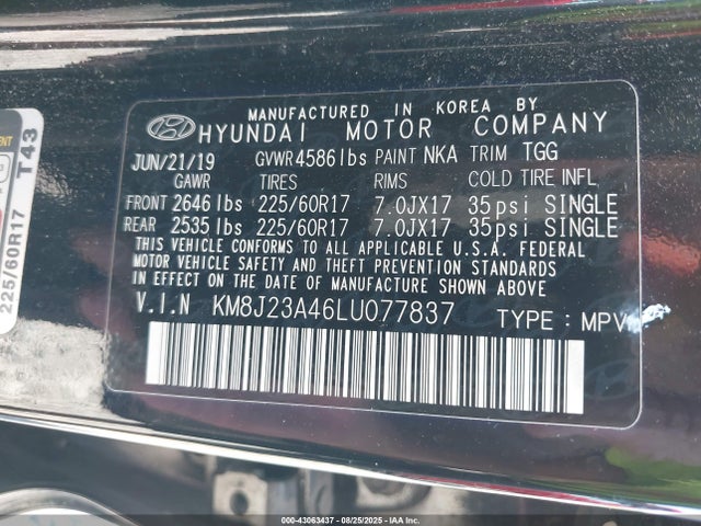 KM8J23A46LU077837 Hyundai gdi nu