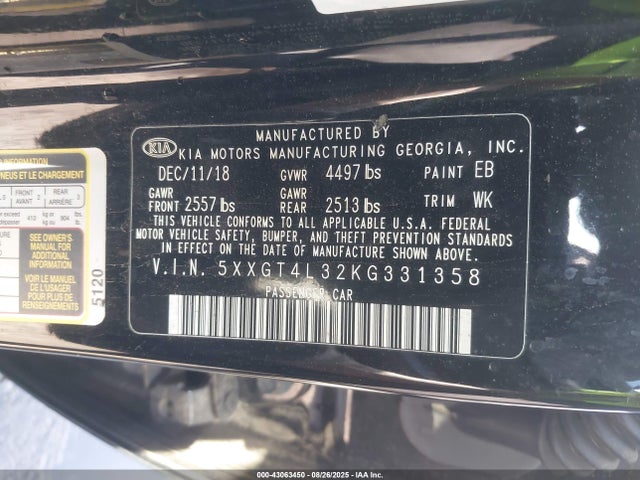 5XXGT4L32KG331358 KIA gdi