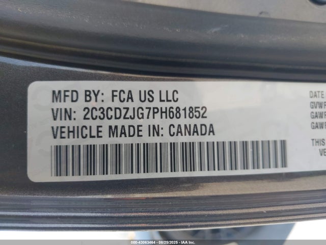 Dodge 2023 2023 2C3CDZJG7PH681852 Image 9