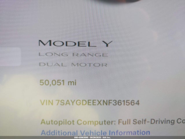 Tesla Model Y 2022 7SAYGDEEXNF361564 Image 15