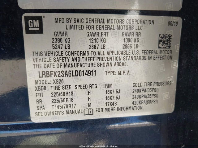 Продаж на аукціоні авто 2020 Buick Envision Awd Essence, vin: LRBFX2SA6LD014911, номер лоту: 43063634