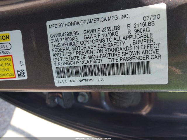 1HGCV1F1XLA108727 Honda l15be
