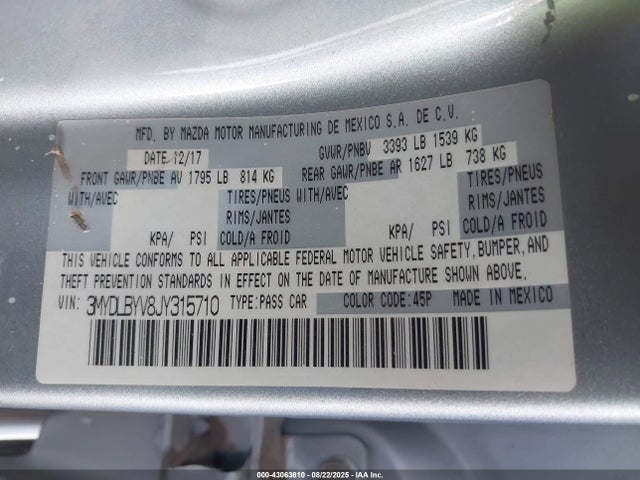 3MYDLBYV8JY315710 Toyota p5v