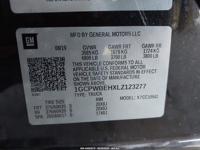 1GCPWBEHXLZ123277 Chevrolet lv3 - gen 5, sidi, vvt, ohv, e85 max alum