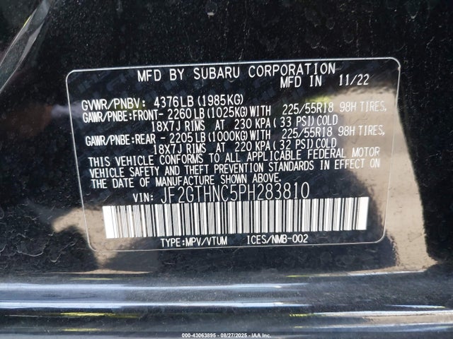JF2GTHNC5PH283810 Subaru na