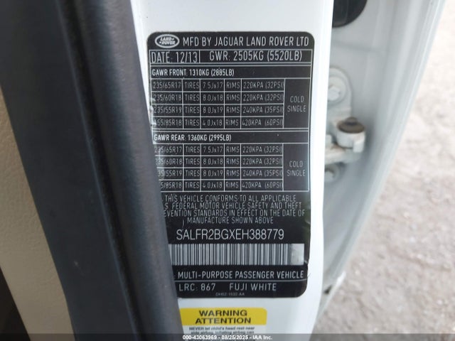 SALFR2BGXEH388779 Land Rover LR2
