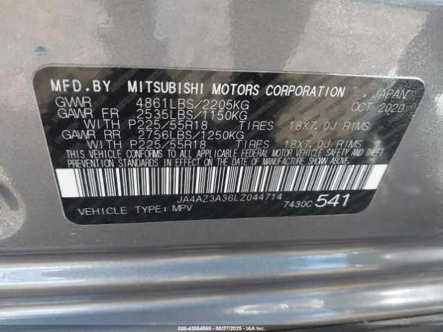 2020 MITSUBISHI OUTLANDER JA4AZ3A36LZ044714 Photo 8