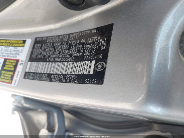 4T1B11HK6JU506892 Toyota a25a-fks