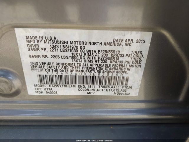 2013 MITSUBISHI OUTLANDER SPORT 4A4AP3AUXDE020860 Photo 8