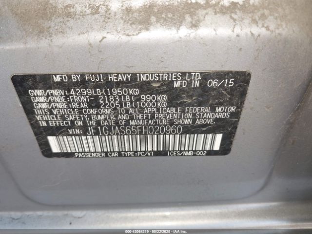 2015 SUBARU IMPREZA JF1GJAS65FH020960 Photo 8