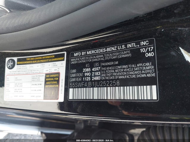 55SWF4JB1JU252258 Mercedes-Benz m274