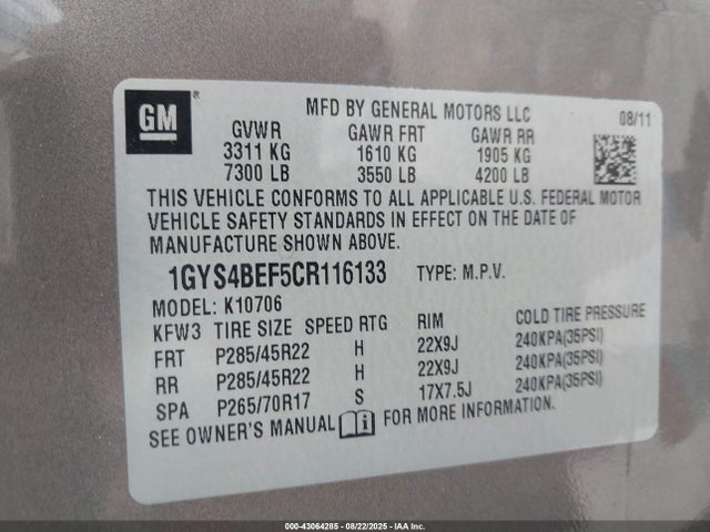 2012 CADILLAC ESCALADE 1GYS4BEF5CR116133 Photo 8