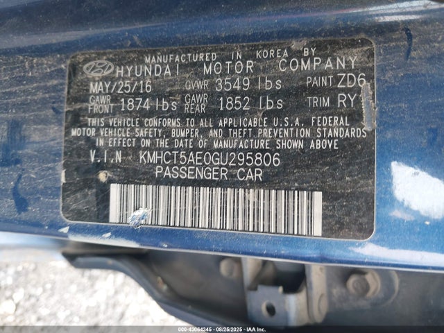 KMHCT5AE0GU295806 Hyundai dohc gdi gamma