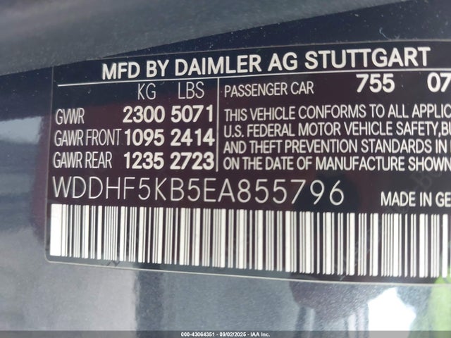 WDDHF5KB5EA855796 Mercedes-Benz E-Class