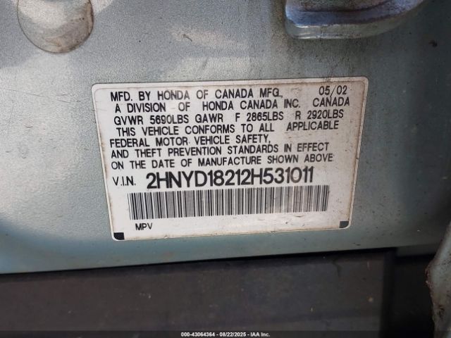 2002 ACURA MDX 2HNYD18212H531011 Photo 8