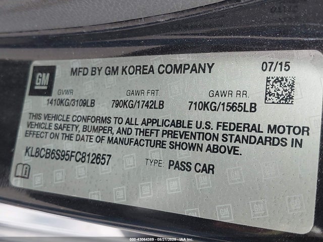 Chevrolet ll0 2015 KL8CB6S95FC812657 Image 9