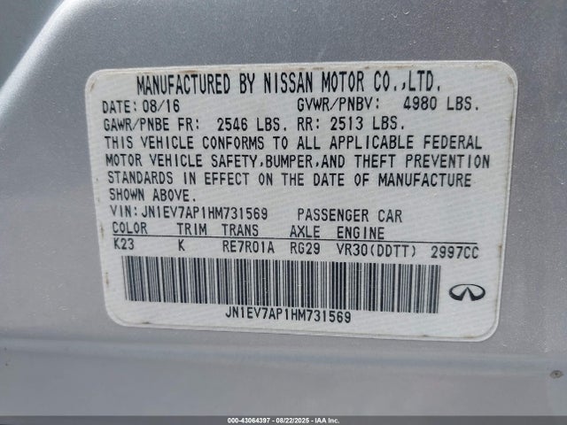 Infiniti Q50 2017 JN1EV7AP1HM731569 Image 9