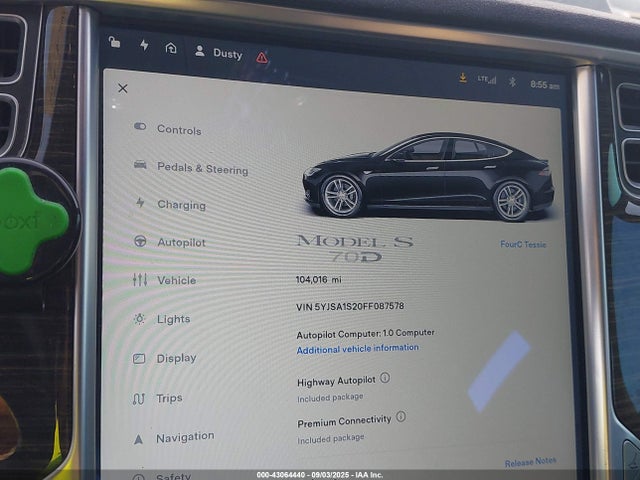 2015 TESLA MODEL S 5YJSA1S20FF087578 Photo 6