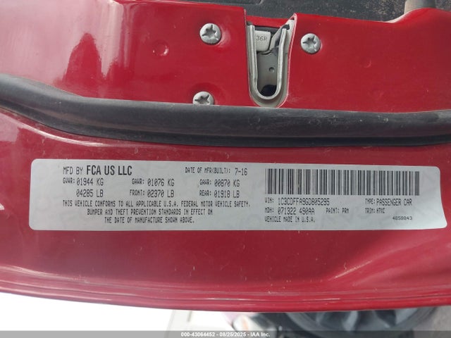 Dodge Dart 2016 1C3CDFFA9GD805295 Image 9