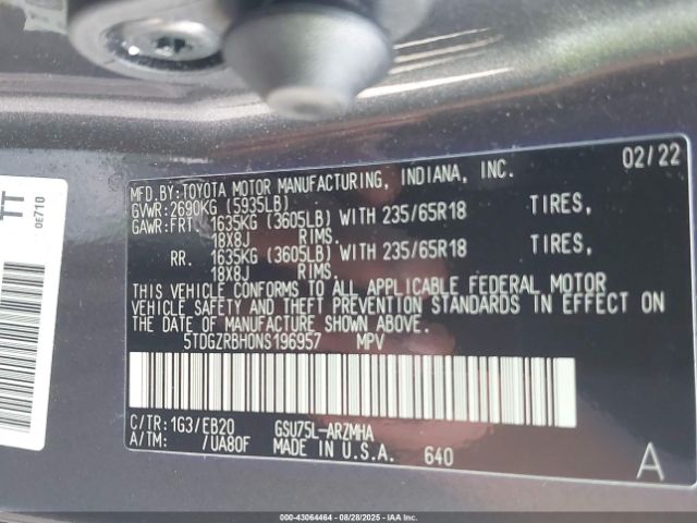 2022 TOYOTA HIGHLANDER 5TDGZRBH0NS196957 Photo 8