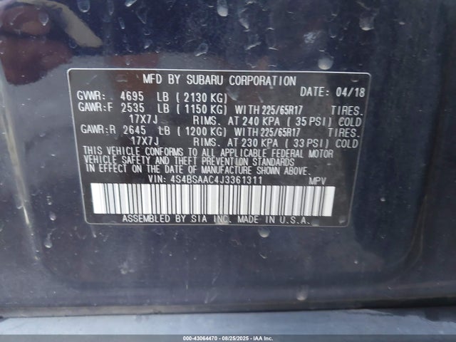4S4BSAAC4J3361311 Subaru u5